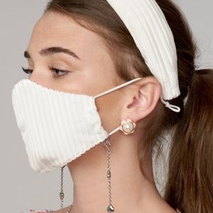 NWT Lele Sadoughi white velvet stripe mask